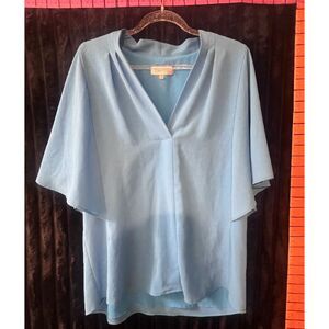 Calvin Klein Women’s Small Light Blue V-Neck Flutter Sleeve Blouse